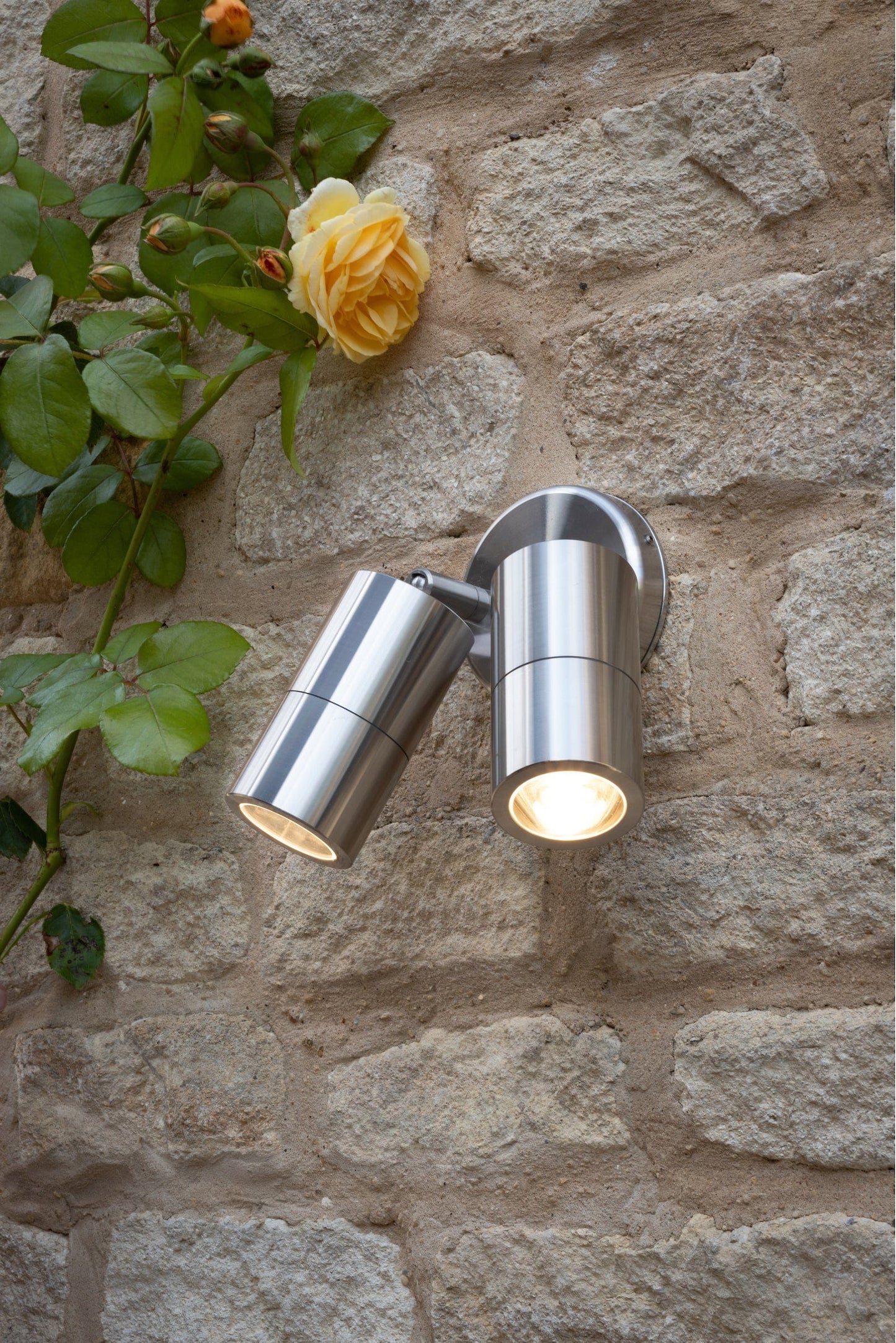 dar lighting Ortega Outdoor 2 Light Wall Spotlight Aluminium IP65 ORT0968