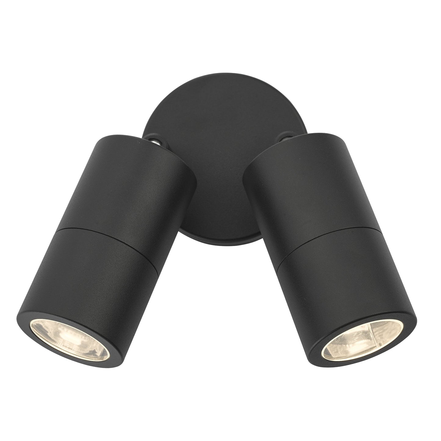 dar lighting Ortega Outdoor 2 Light Wall Spotlight Matt Black IP65 ORT0922