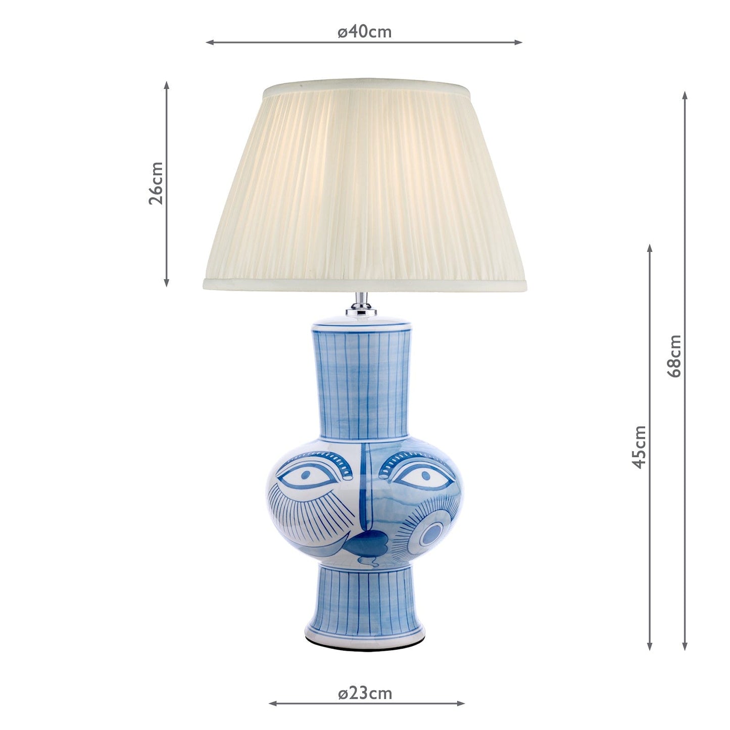 dar lighting Picasso Large Ceramic Table Lamp Blue & White Face Print Base Only PIC4323