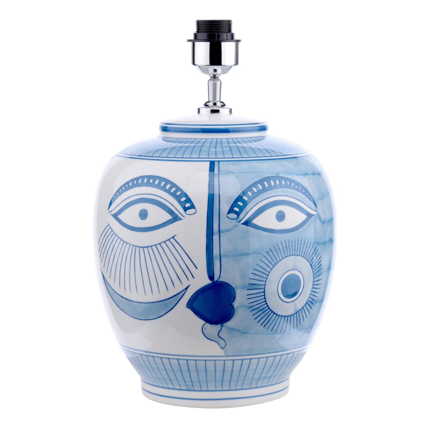 dar lighting Picasso Small Ceramic Table Lamp Blue & White Face Print Base Only PIC4123