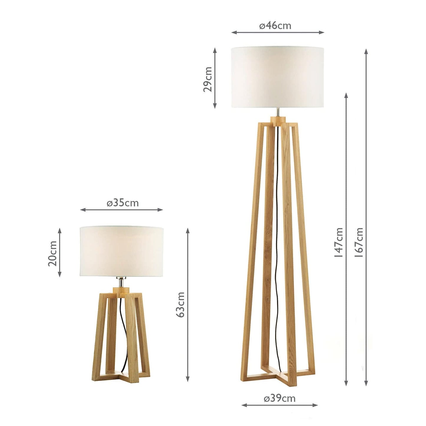 dar lighting Pyramid Table & Floor Twin Pack Comes With Shades PYR4943