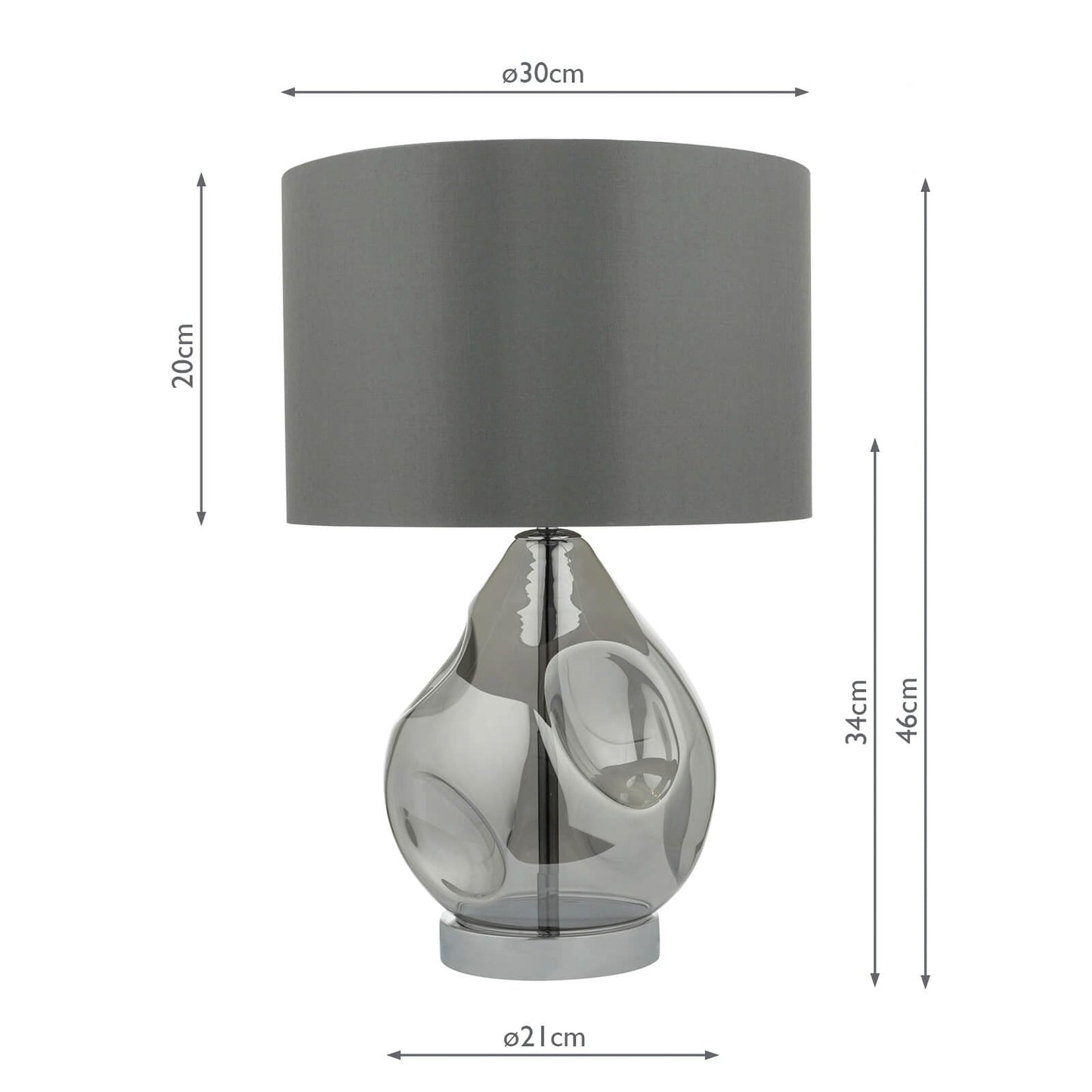 dar lighting Quinn Table Lamp Smoked Glass With Shade QUI4210