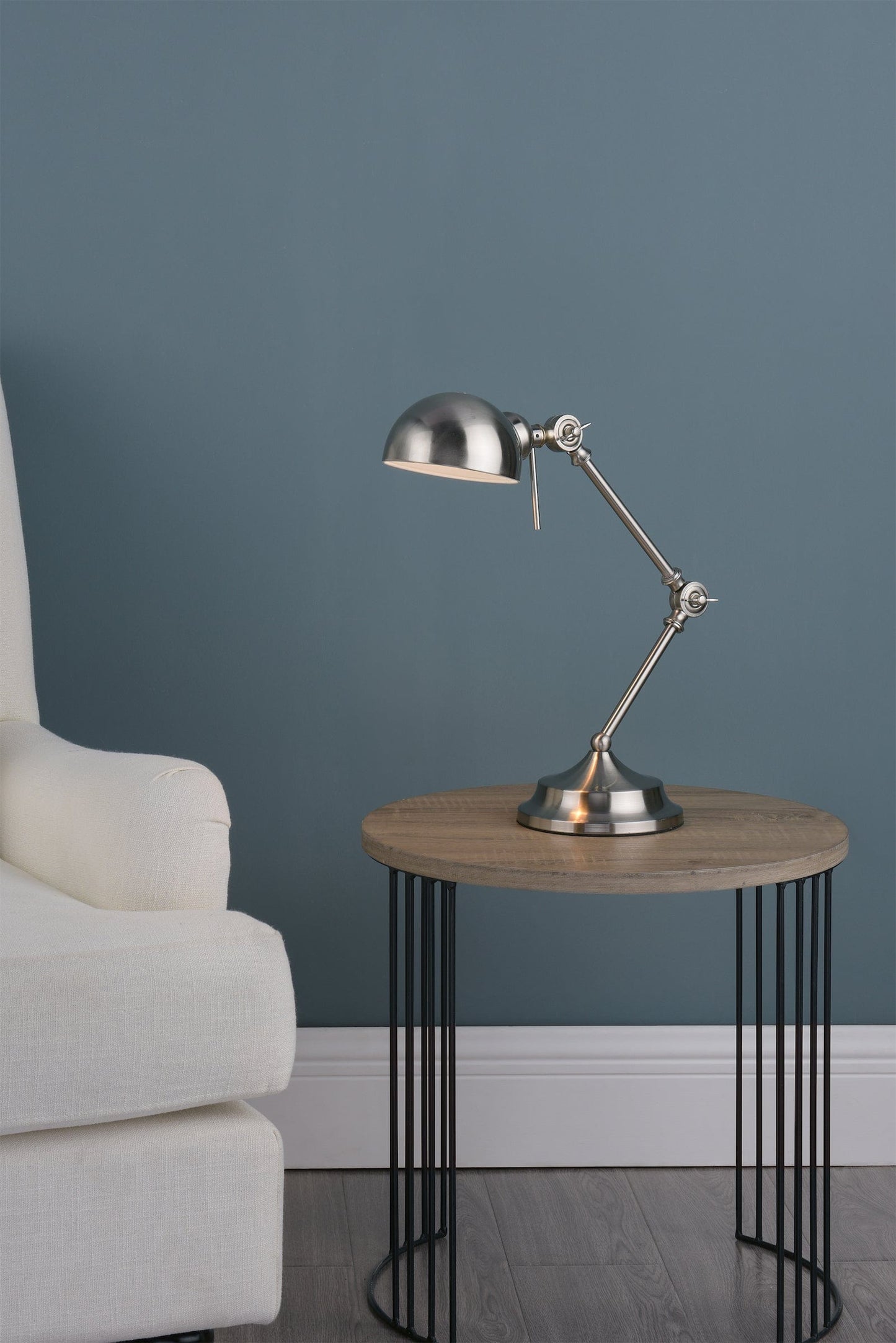 dar lighting Ranger Task Table Lamp Satin Chrome RAN4046