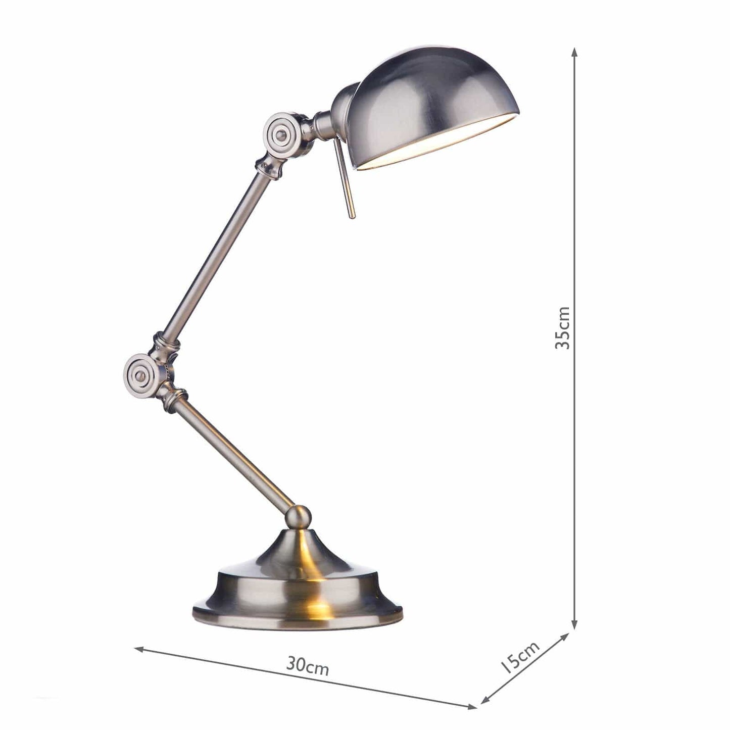 dar lighting Ranger Task Table Lamp Satin Chrome RAN4046