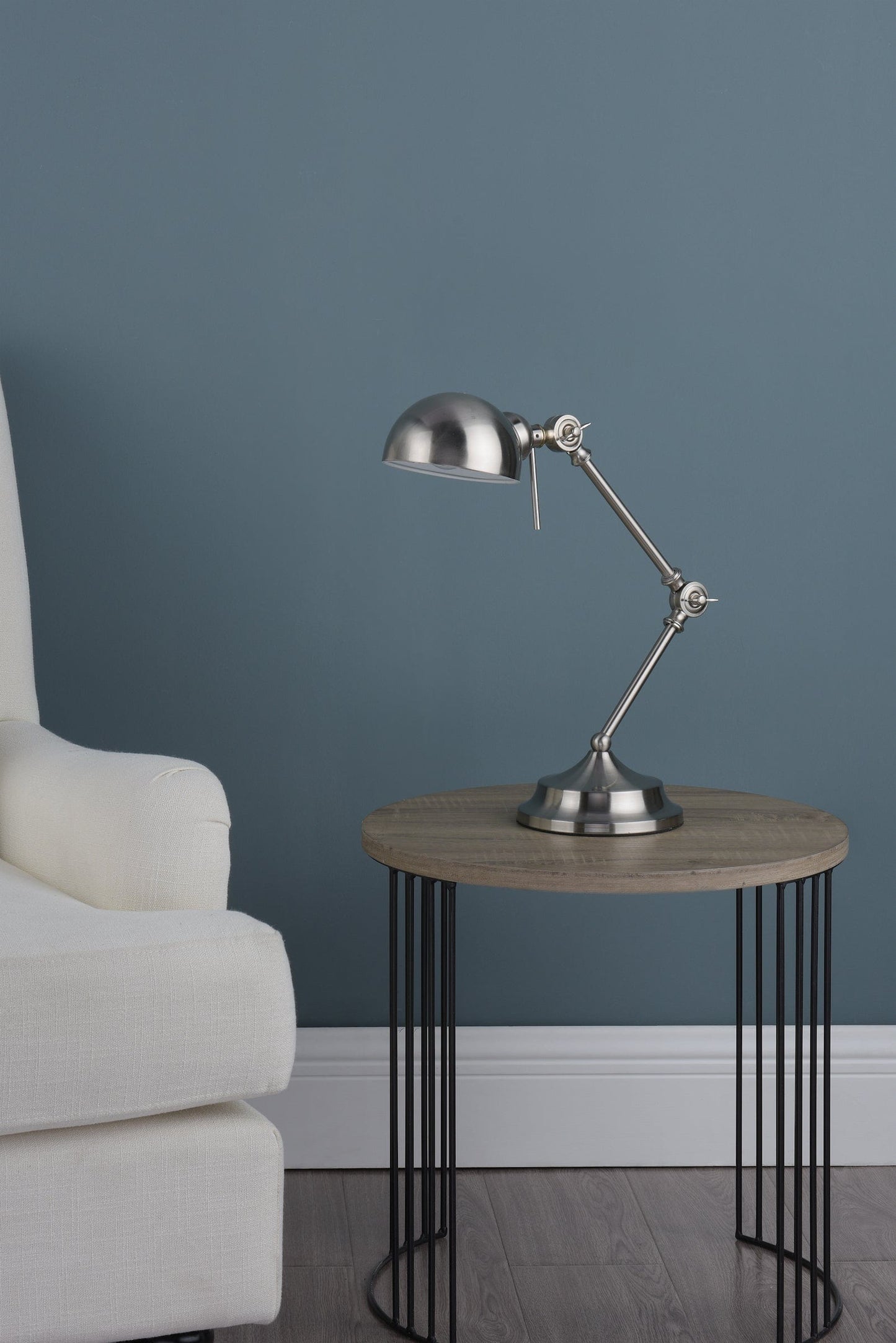 dar lighting Ranger Task Table Lamp Satin Chrome RAN4046