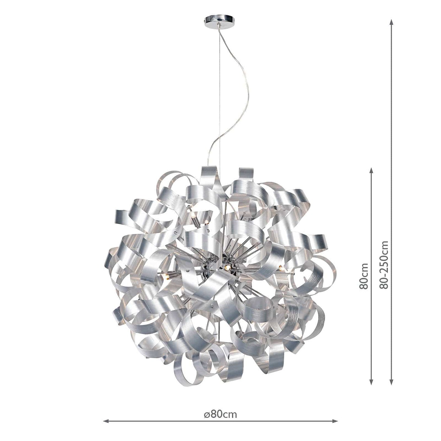 dar lighting Rawley 12 Light Pendant Brushed Aluminium RAW1250