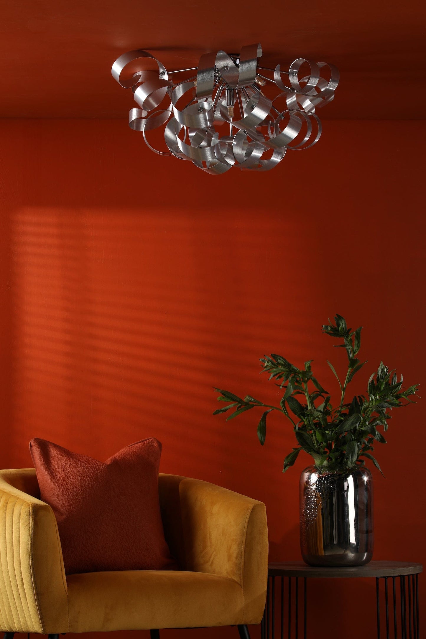 dar lighting Rawley 5 Light Flush Brushed Aluminium 60cm RAW0550