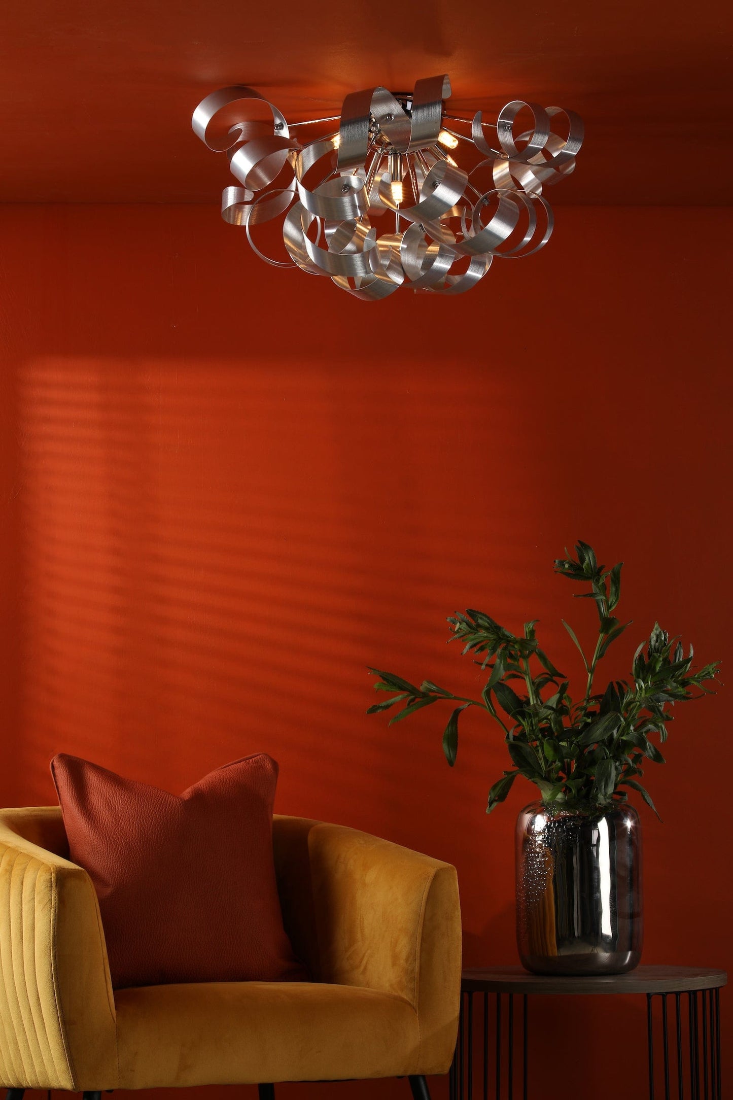 dar lighting Rawley 5 Light Flush Brushed Aluminium 60cm RAW0550