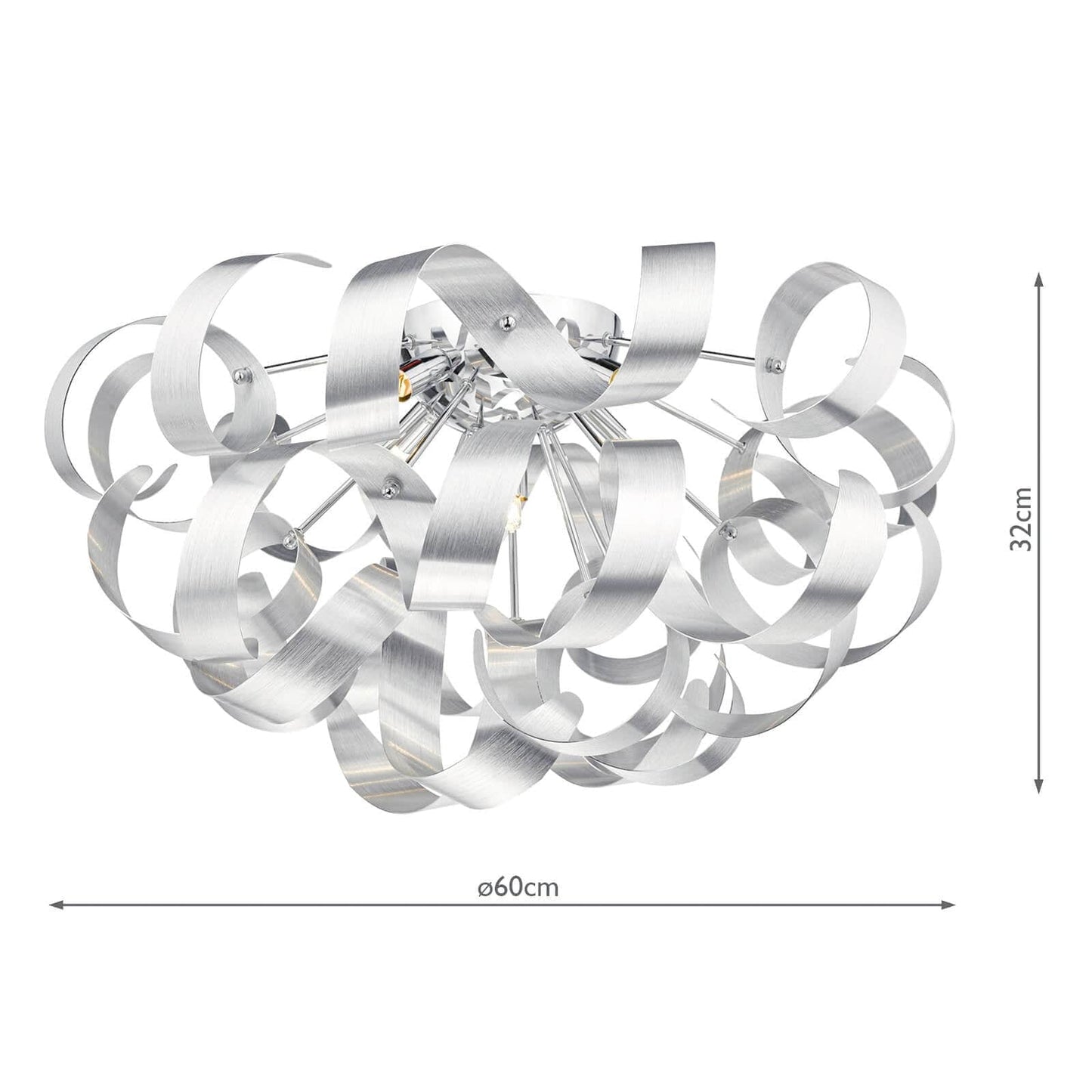 dar lighting Rawley 5 Light Flush Brushed Aluminium 60cm RAW0550