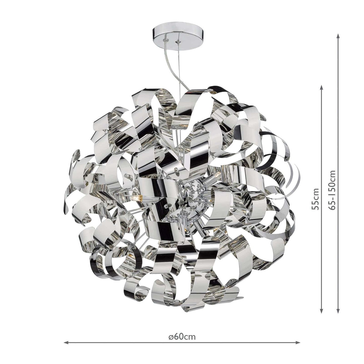 dar lighting Rawley 9 Light Pendant Polished Chrome RAW1355