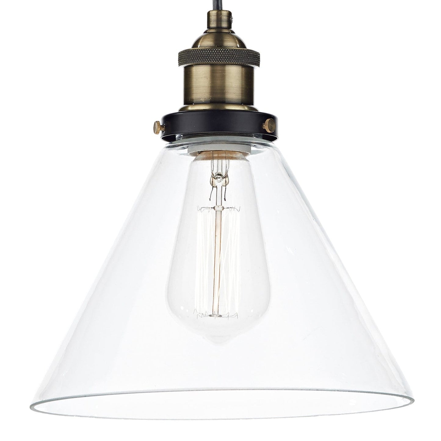 dar lighting Ray 1 Light Pendant Antique Brass Clear RAY0175
