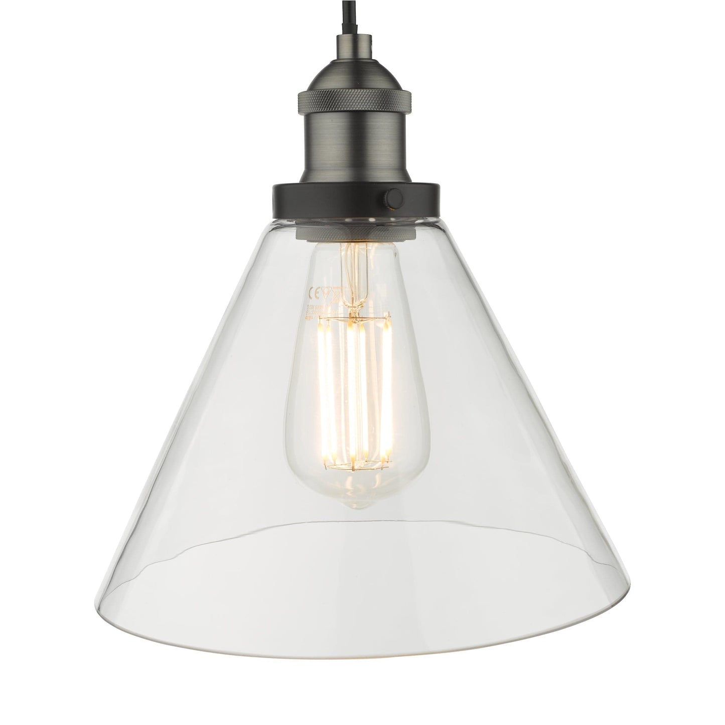 dar lighting Ray 1 Light Single Pendant Antique Nickel Clear Glass RAY0138