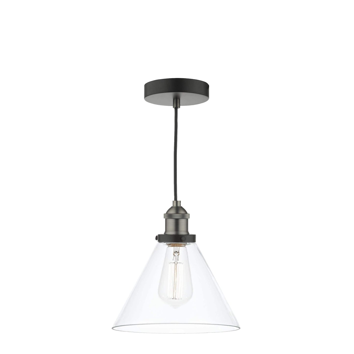 dar lighting Ray 1 Light Single Pendant Antique Nickel Clear Glass RAY0138