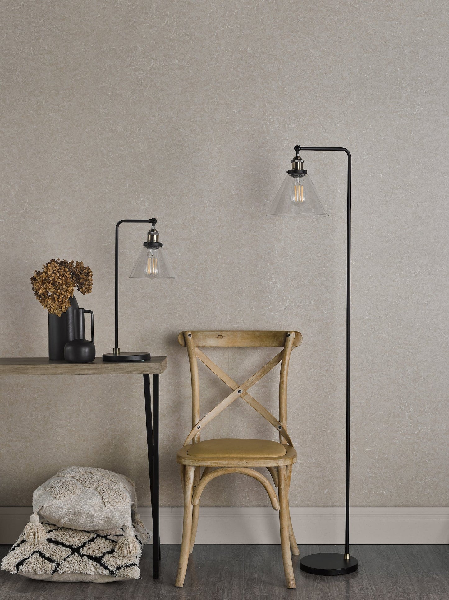 dar lighting Ray Table Lamp Antique Brass and Glass RAY4275