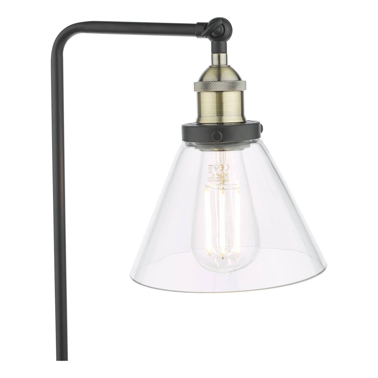 dar lighting Ray Table Lamp Antique Brass and Glass RAY4275