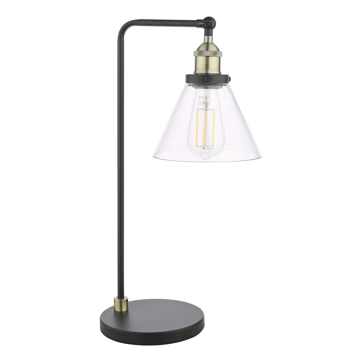 dar lighting Ray Table Lamp Antique Brass and Glass RAY4275