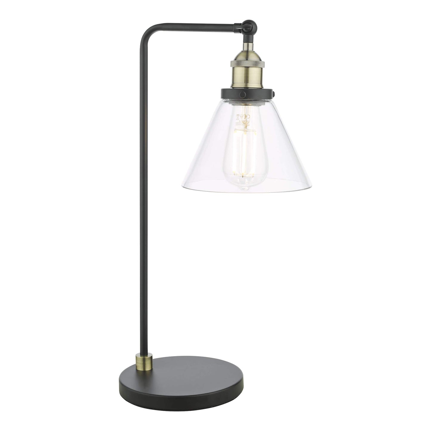 dar lighting Ray Table Lamp Antique Brass and Glass RAY4275