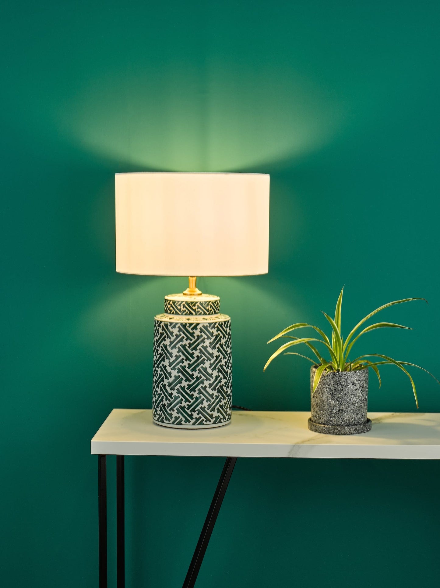 dar lighting Reese Table Lamp Green Print Base Only REE4224