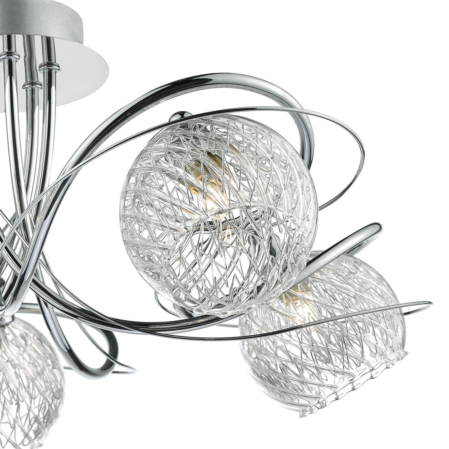 dar lighting Rehan 5 Light Semi Flush Decorative Glass Polished Chrome Frame REH0550