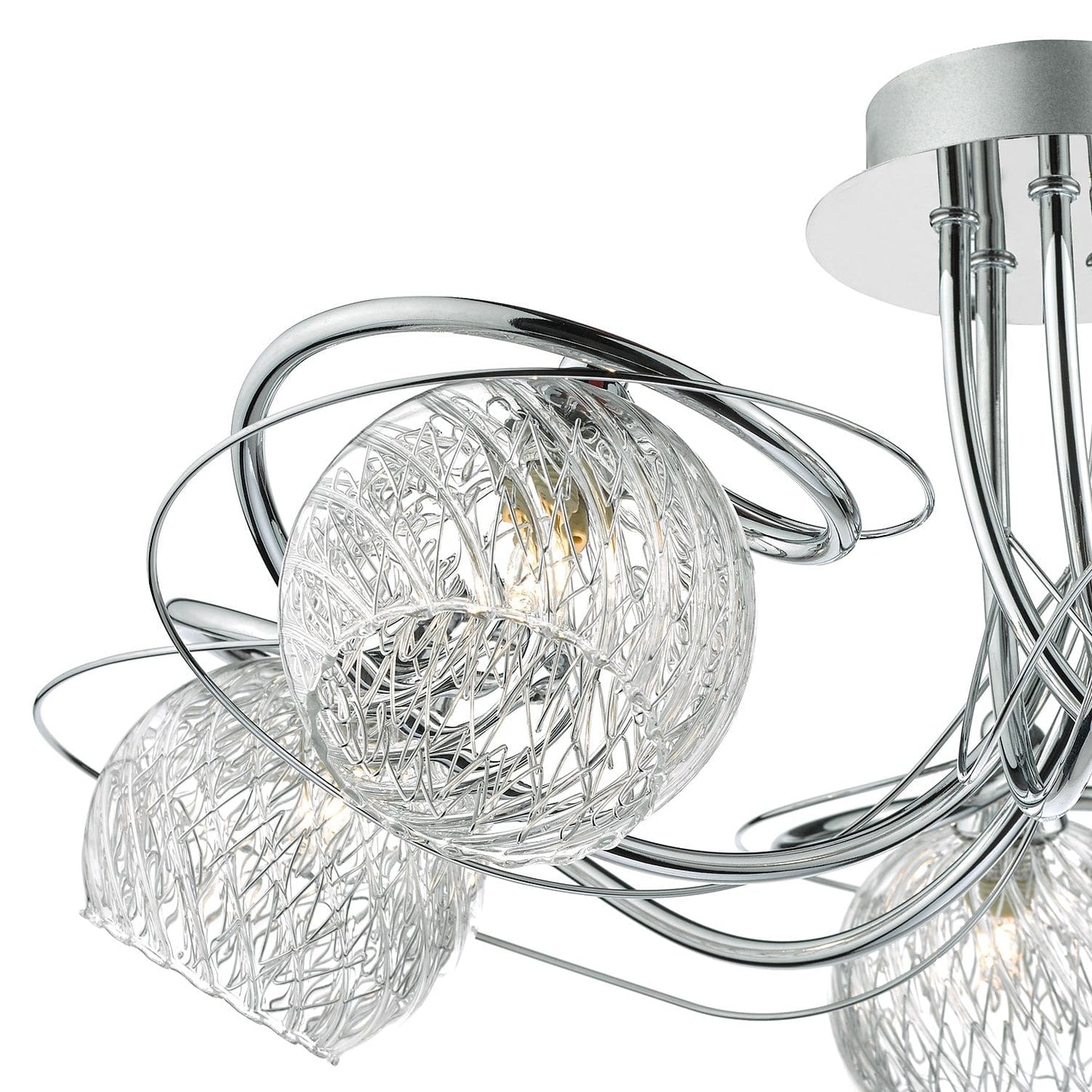 dar lighting Rehan 5 Light Semi Flush Decorative Glass Polished Chrome Frame REH0550