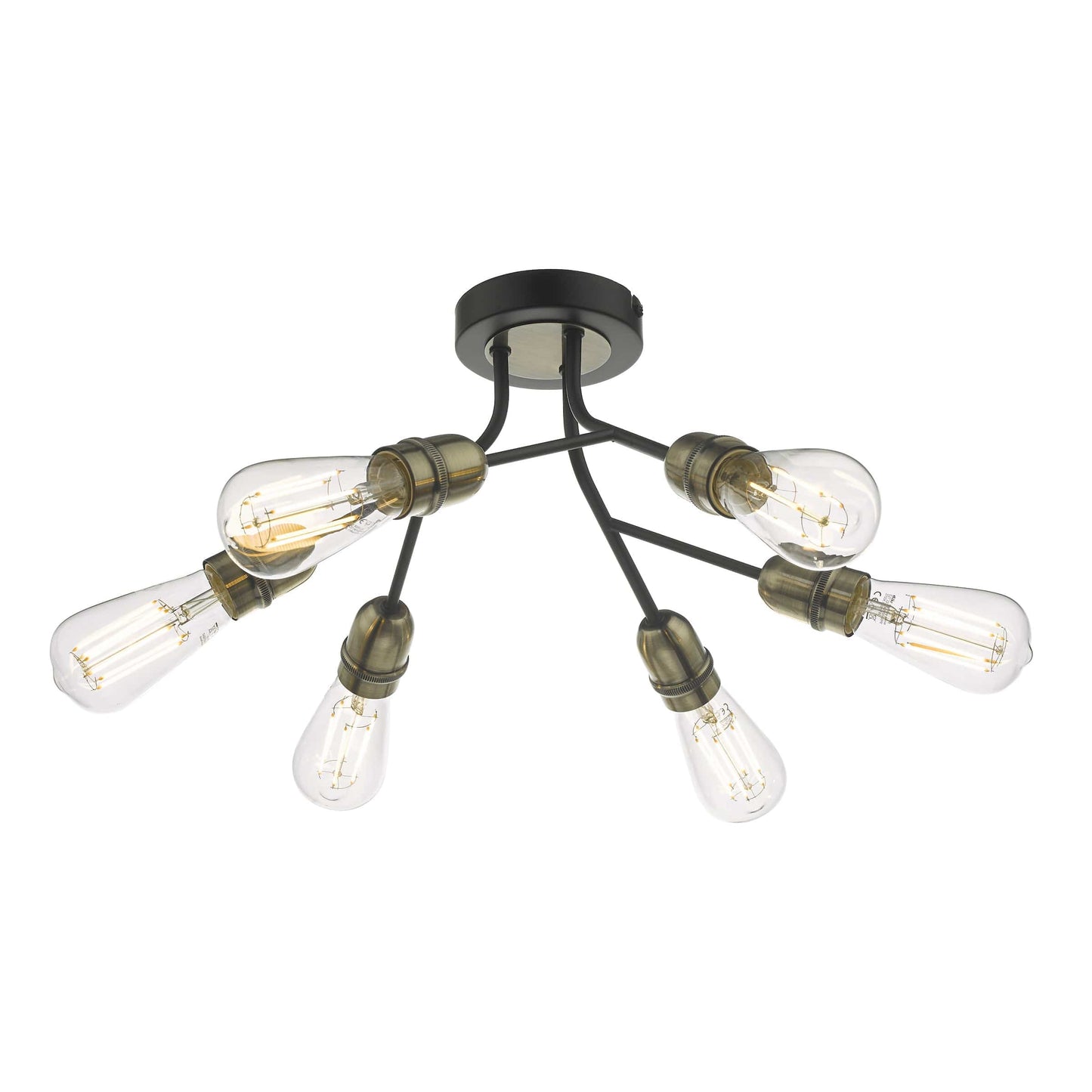 dar lighting Remy 6 Light Semi Flush Black & Antique Brass REM0654