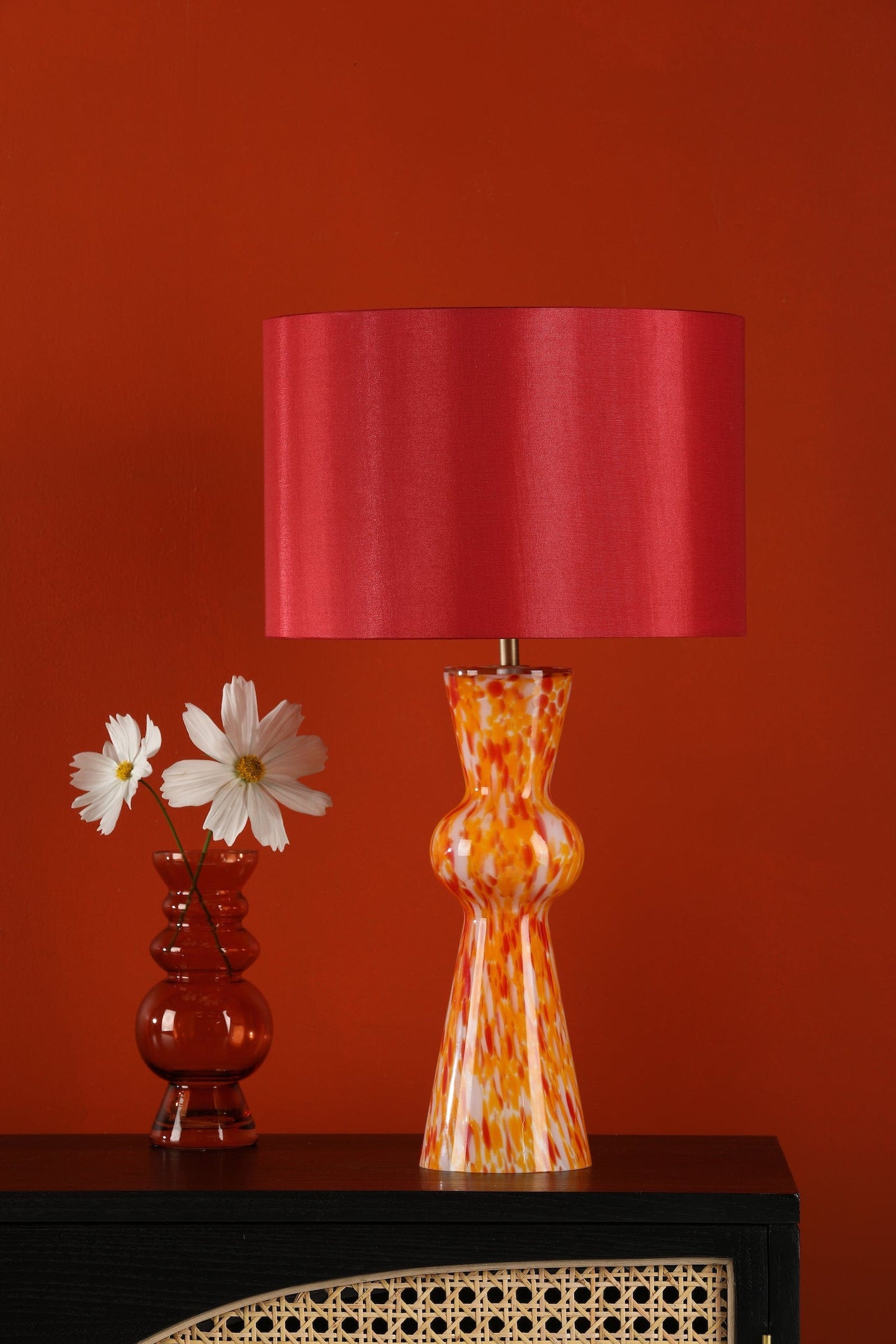 dar lighting Rheneas Table Lamp Red Glass With Shade RHE4225