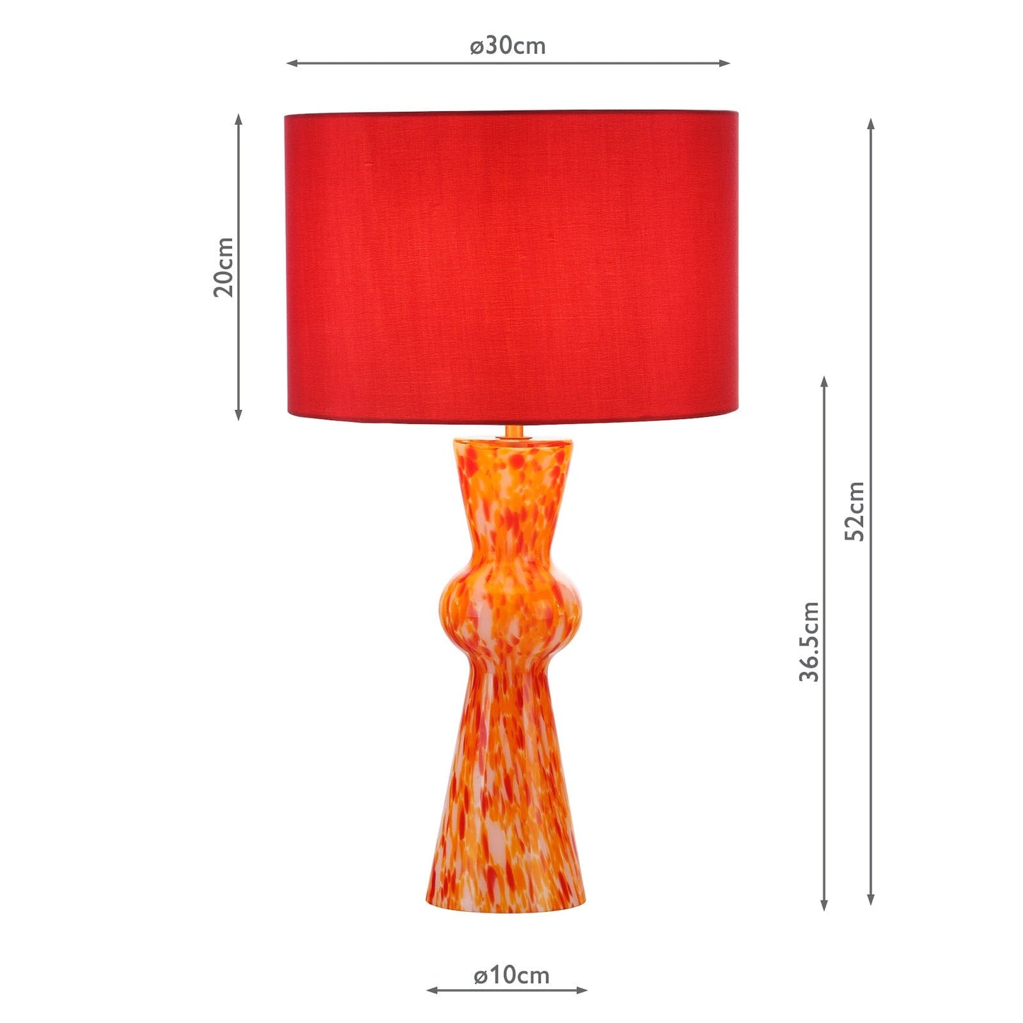 dar lighting Rheneas Table Lamp Red Glass With Shade RHE4225