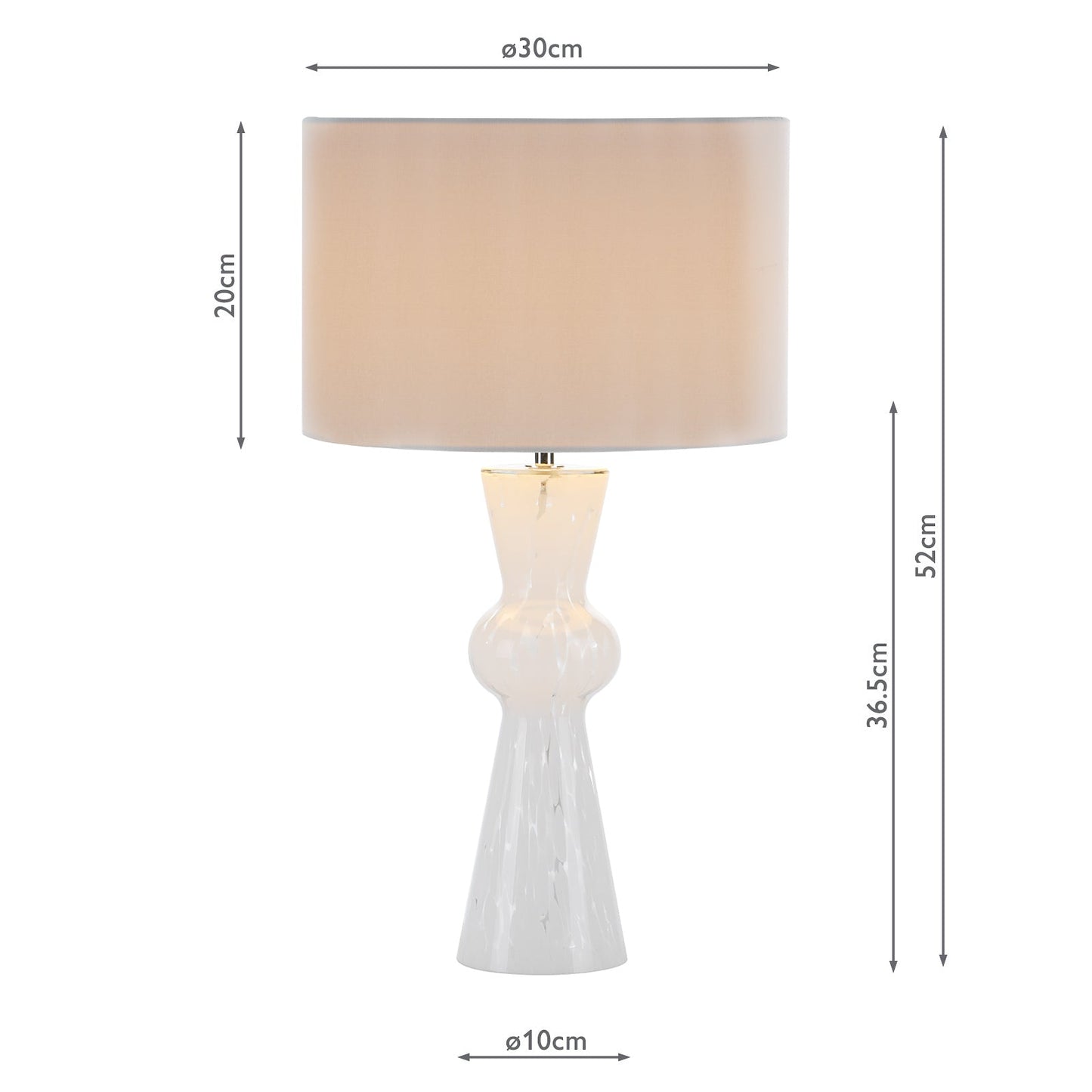 dar lighting Rheneas Table Lamp White Glass With Shade RHE422