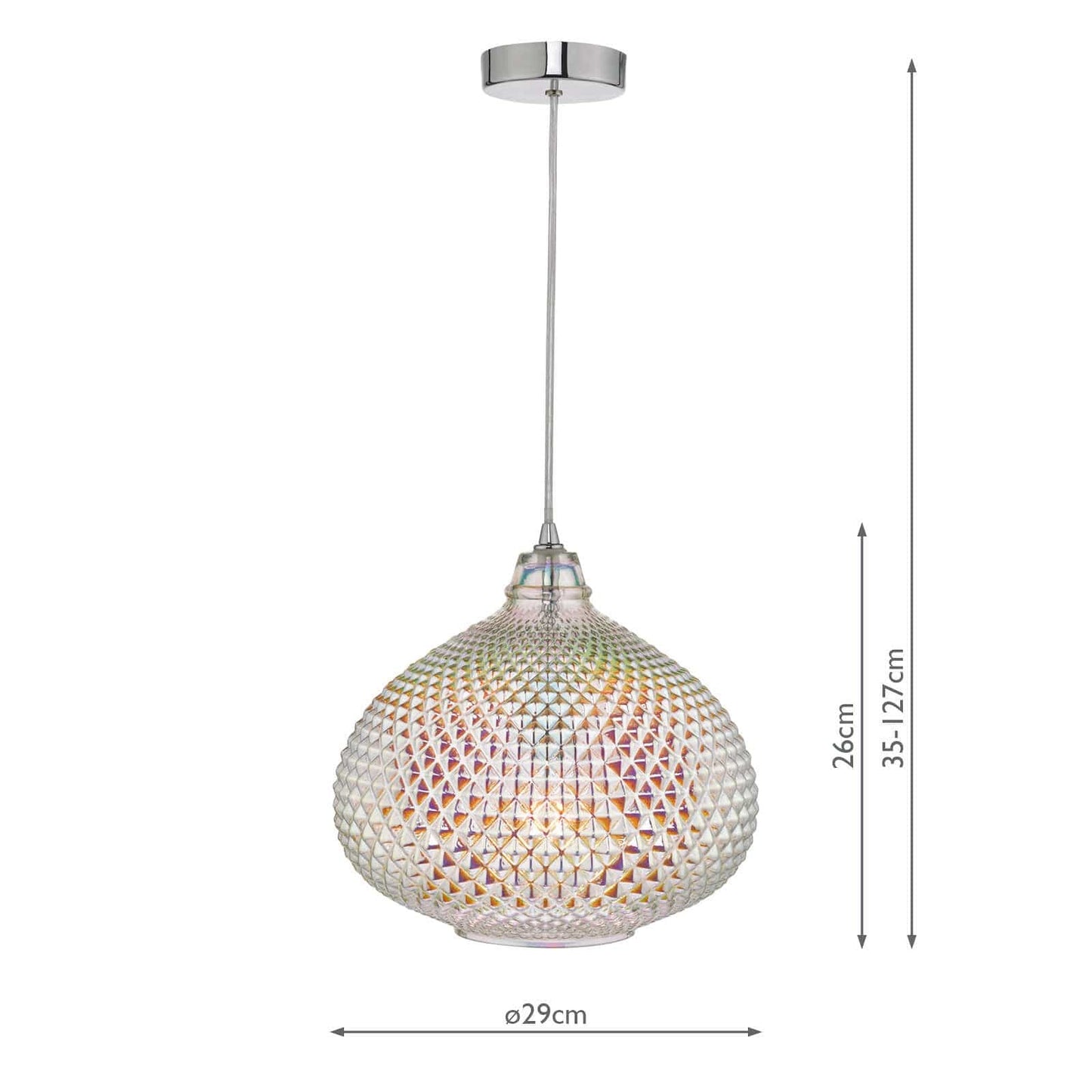 dar lighting Roisin Pendant Glass & Polished Chrome ROI0155