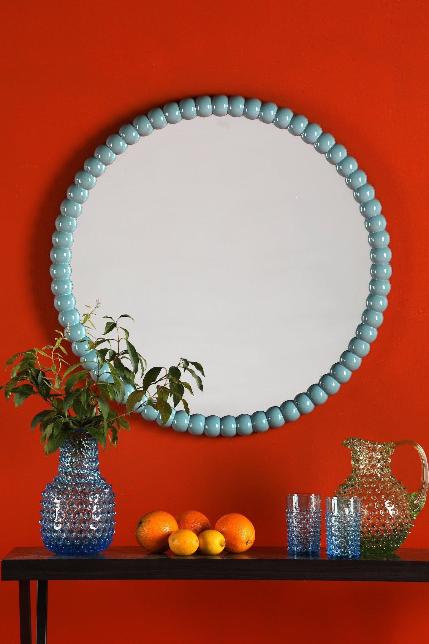 dar lighting Ruan Round Mirror Blue 70cm 002RUA7023