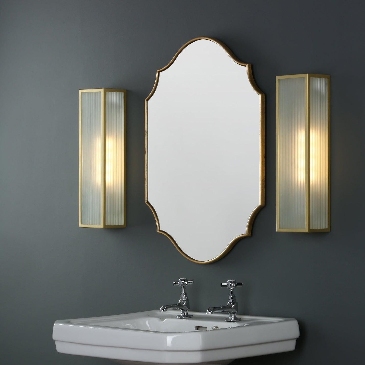 dar lighting Ruggiero Rectangle Mirror With Gold Detail 70 x 50cm 002RUG7050