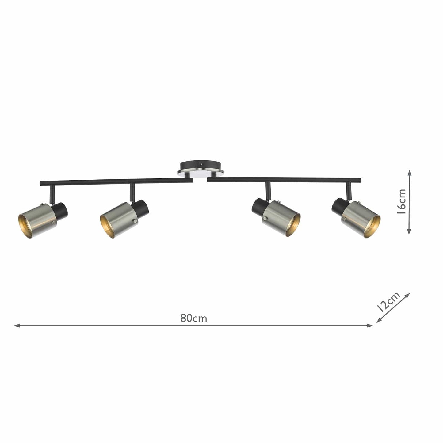 dar lighting Ryan 4 Light Bar Spotlight Brushed Nickel Matt Black RYA8438
