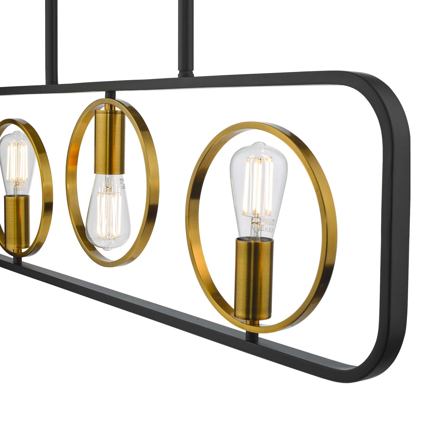 dar lighting Ryota 3 Light Bar Pendant Satin Black Antique Gold RYO0354