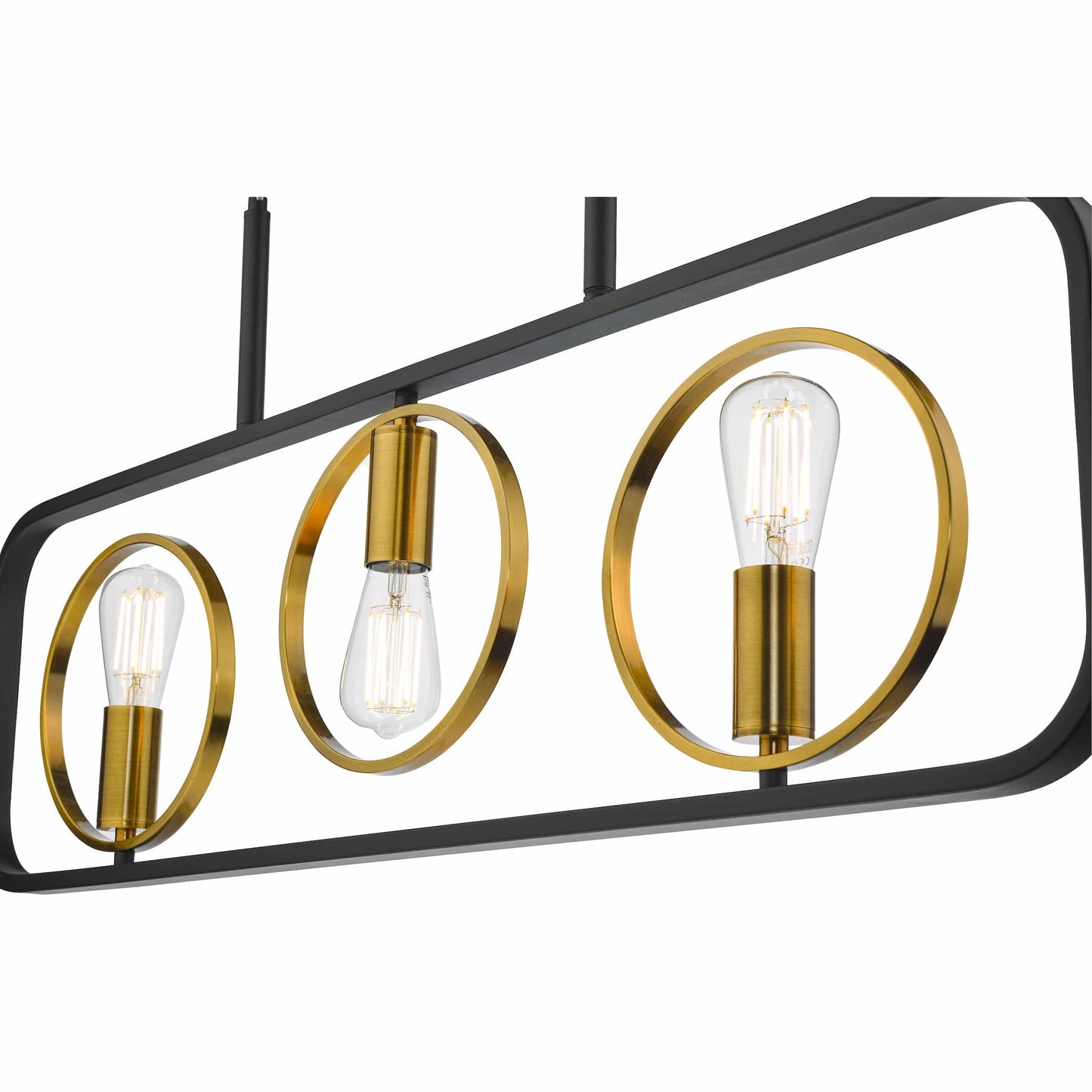dar lighting Ryota 3 Light Bar Pendant Satin Black Antique Gold RYO0354