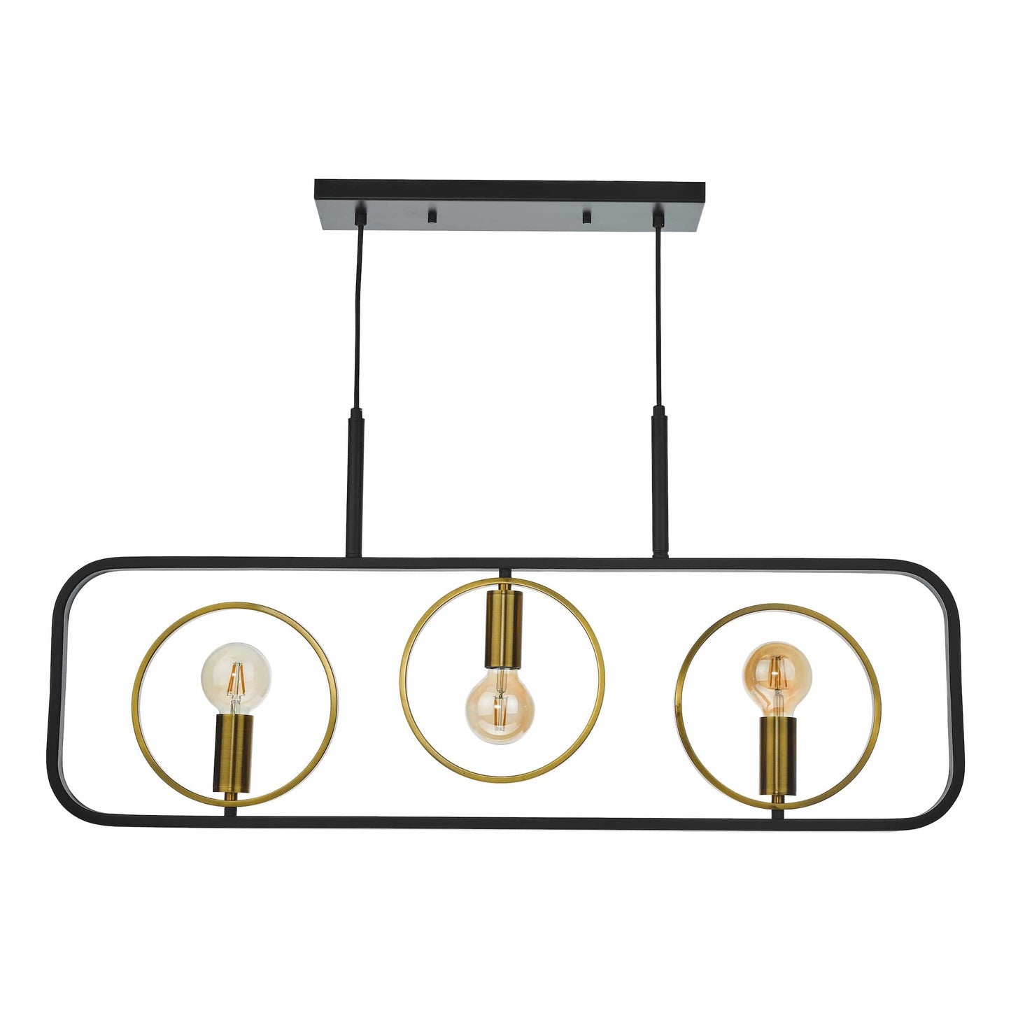 dar lighting Ryota 3 Light Bar Pendant Satin Black Antique Gold RYO0354