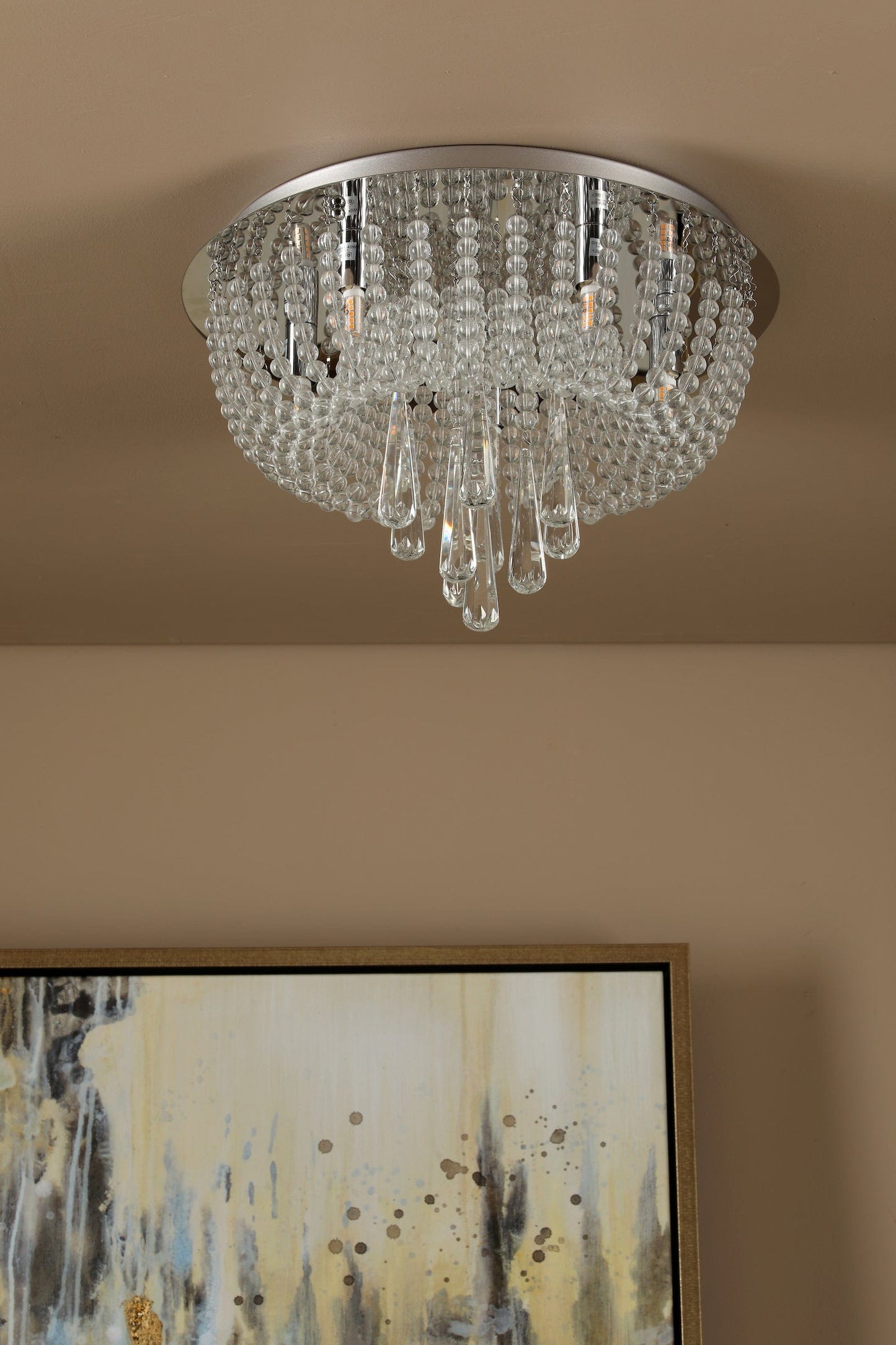 dar lighting Saigon 5 Light Flush Polished Chrome/Clear SAI5450