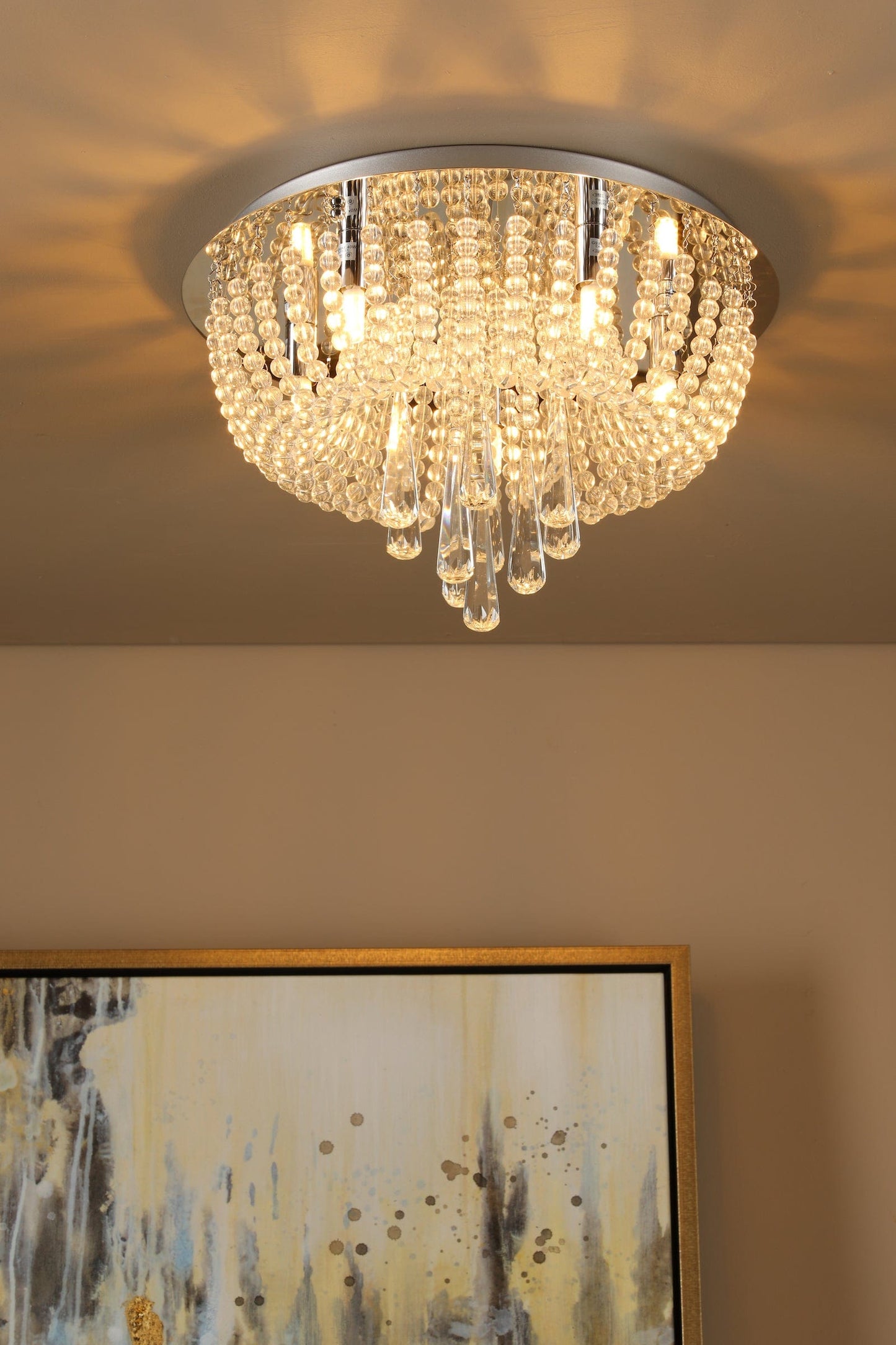 dar lighting Saigon 5 Light Flush Polished Chrome/Clear SAI5450