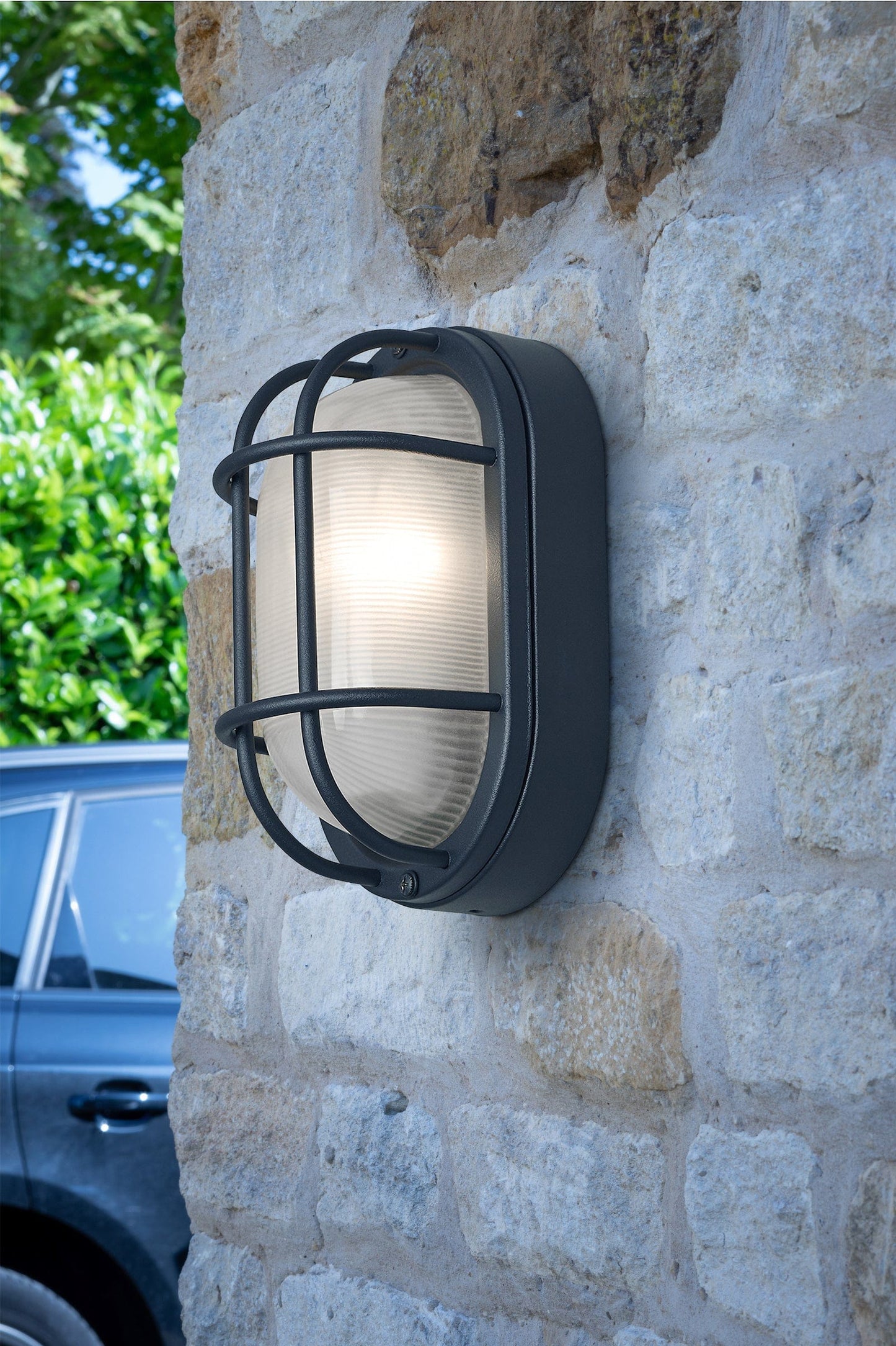 dar lighting Salcombe Oval Outdoor Wall Light Matt Black IP44 SAL5222