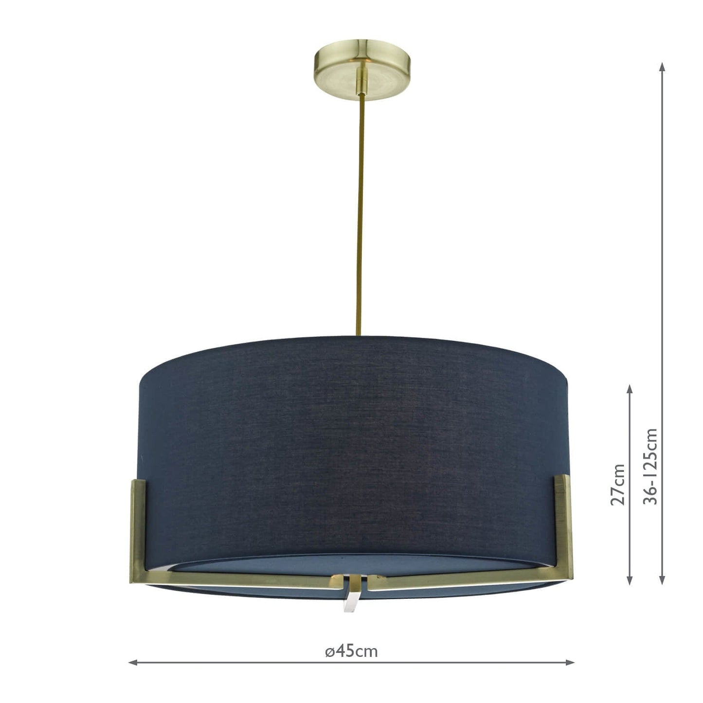 dar lighting Santino Pendant Gold With Navy Cotton Shade SAN0323