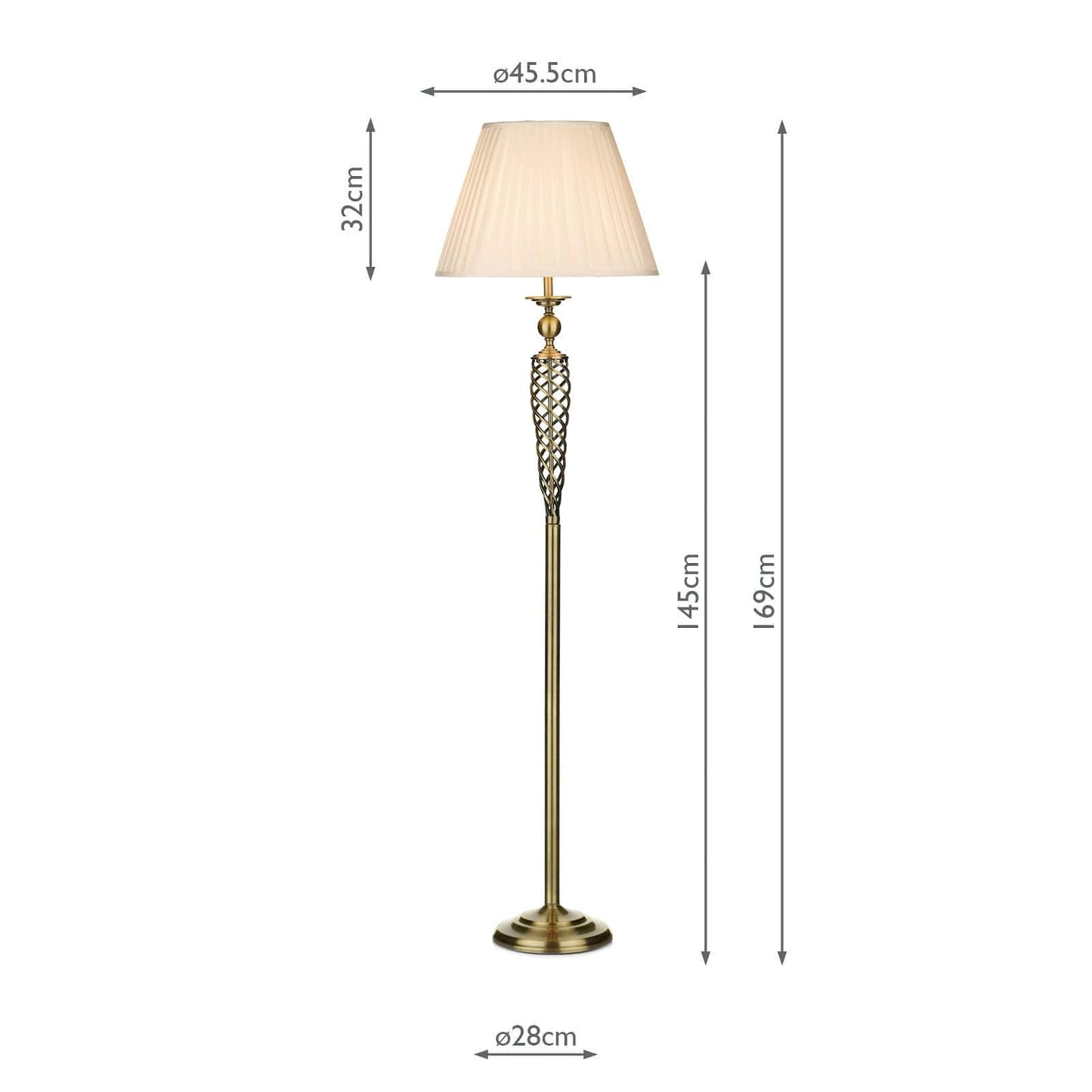 dar lighting Siam Floor Lamp Antique Brass With Shade (Multipack) SIA4975