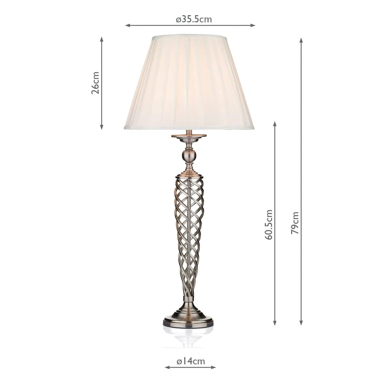 dar lighting Siam Table Lamp Satin Chrome With Shade (Multipack) SIA4246