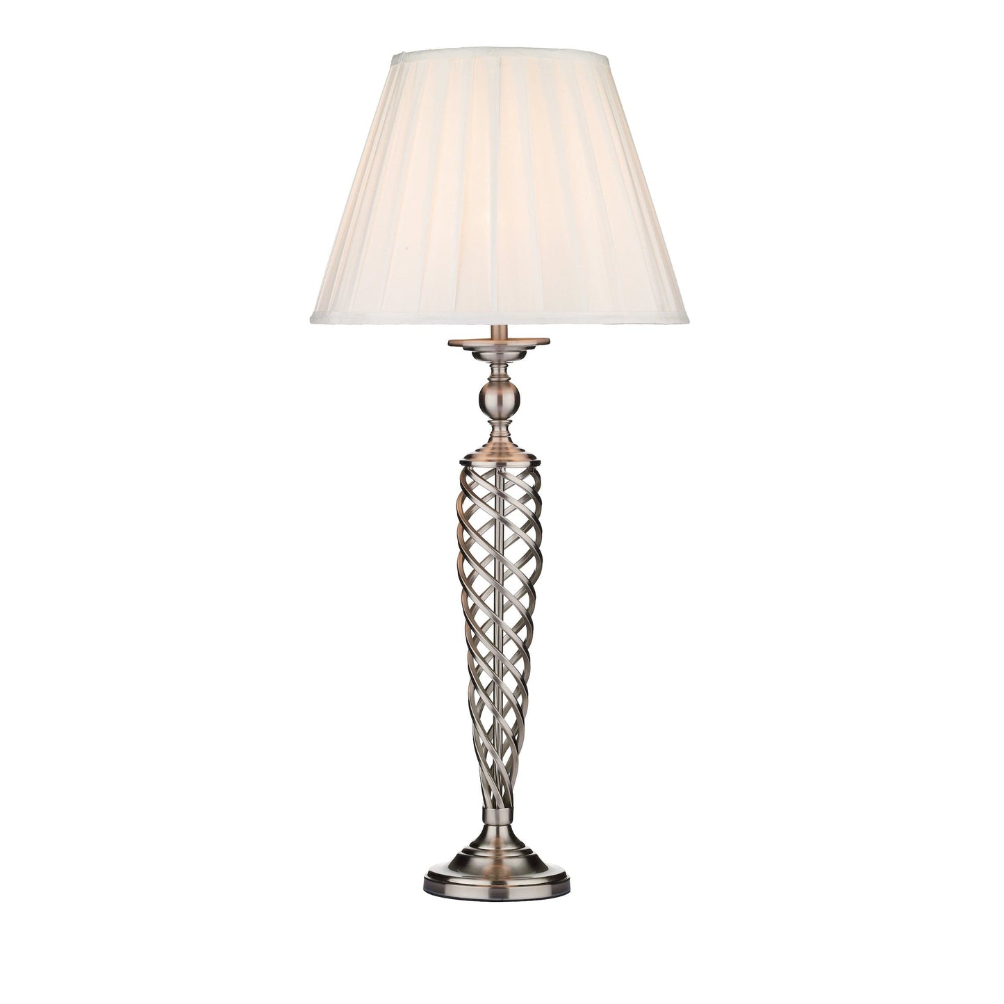 dar lighting Siam Table Lamp Satin Chrome With Shade (Multipack) SIA4246