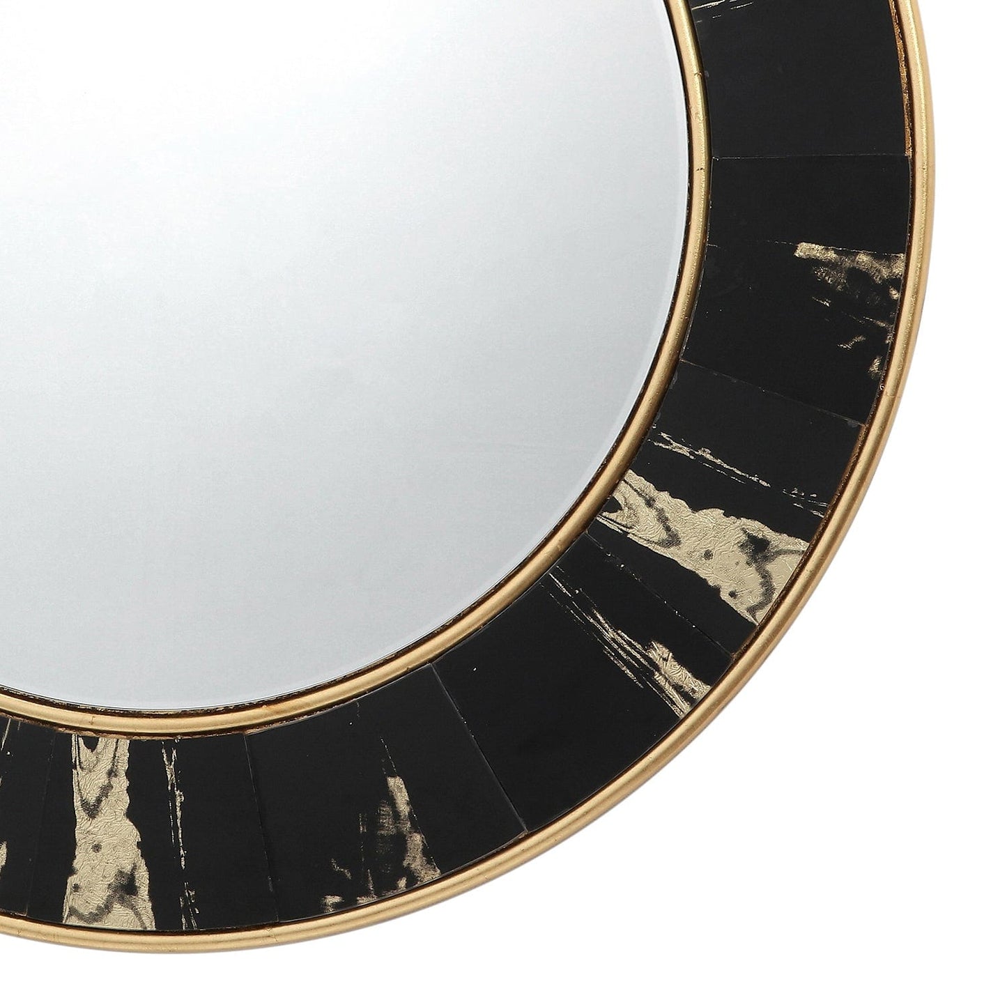 dar lighting Sidone Round Mirror With Black/Gold Foil Detail 80cm 002SID80