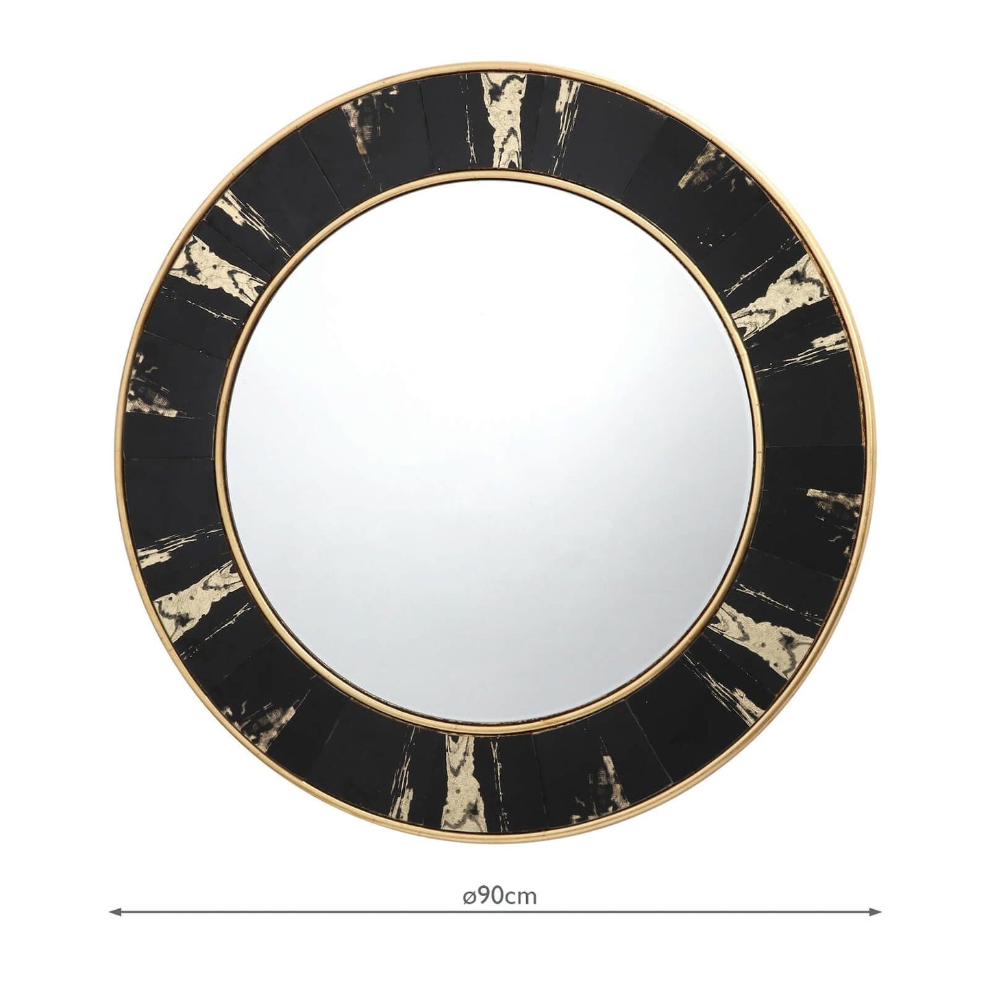 dar lighting Sidone Round Mirror With Black/Gold Foil Detail 80cm 002SID80