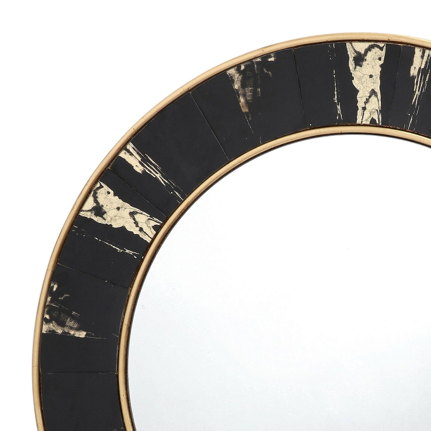 dar lighting Sidone Round Mirror With Black/Gold Foil Detail 80cm 002SID80