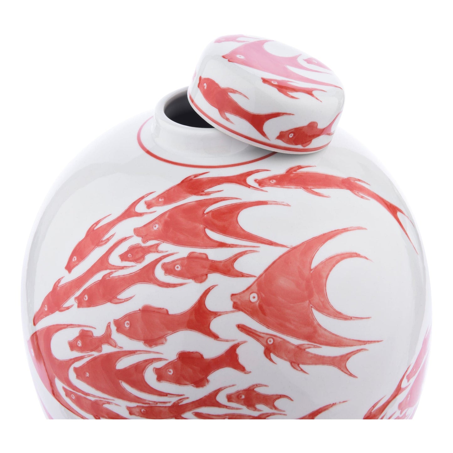 dar lighting Simone Ceramic Coral & White Fish Pattern Jar With Lid 004J57037