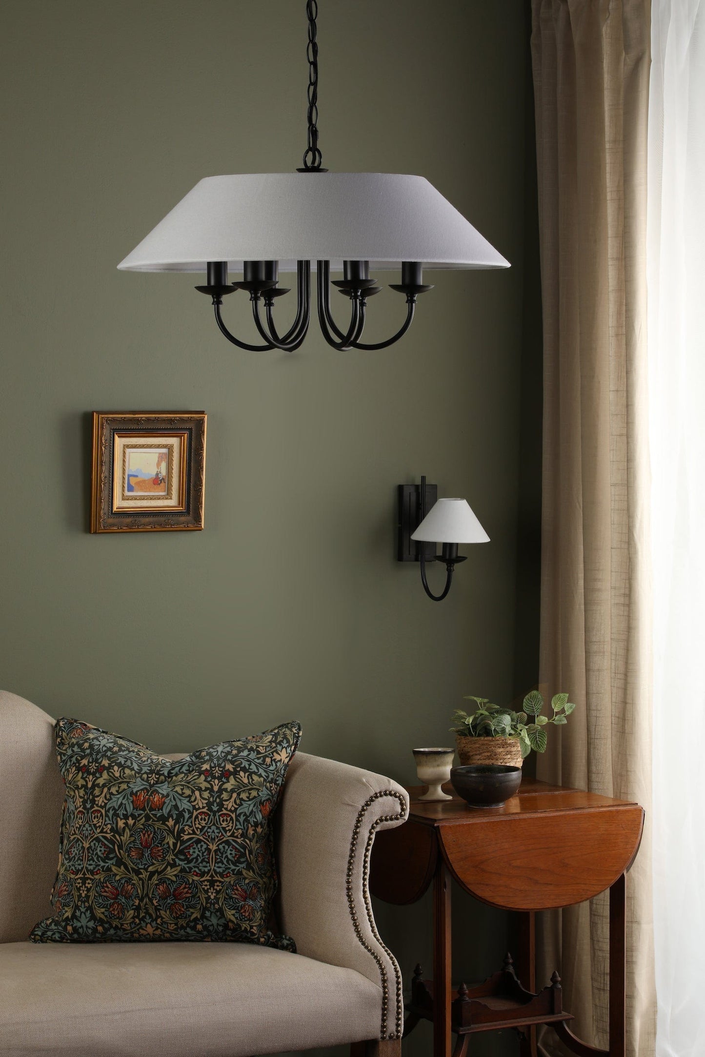 dar lighting Sivan 6 Light Pendant Matt Black With Shade SIV0622