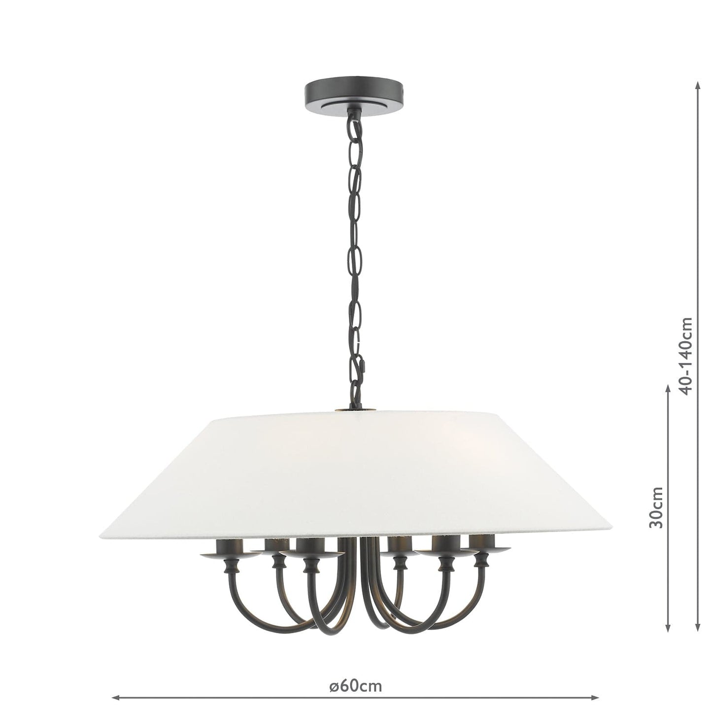 dar lighting Sivan 6 Light Pendant Matt Black With Shade SIV0622