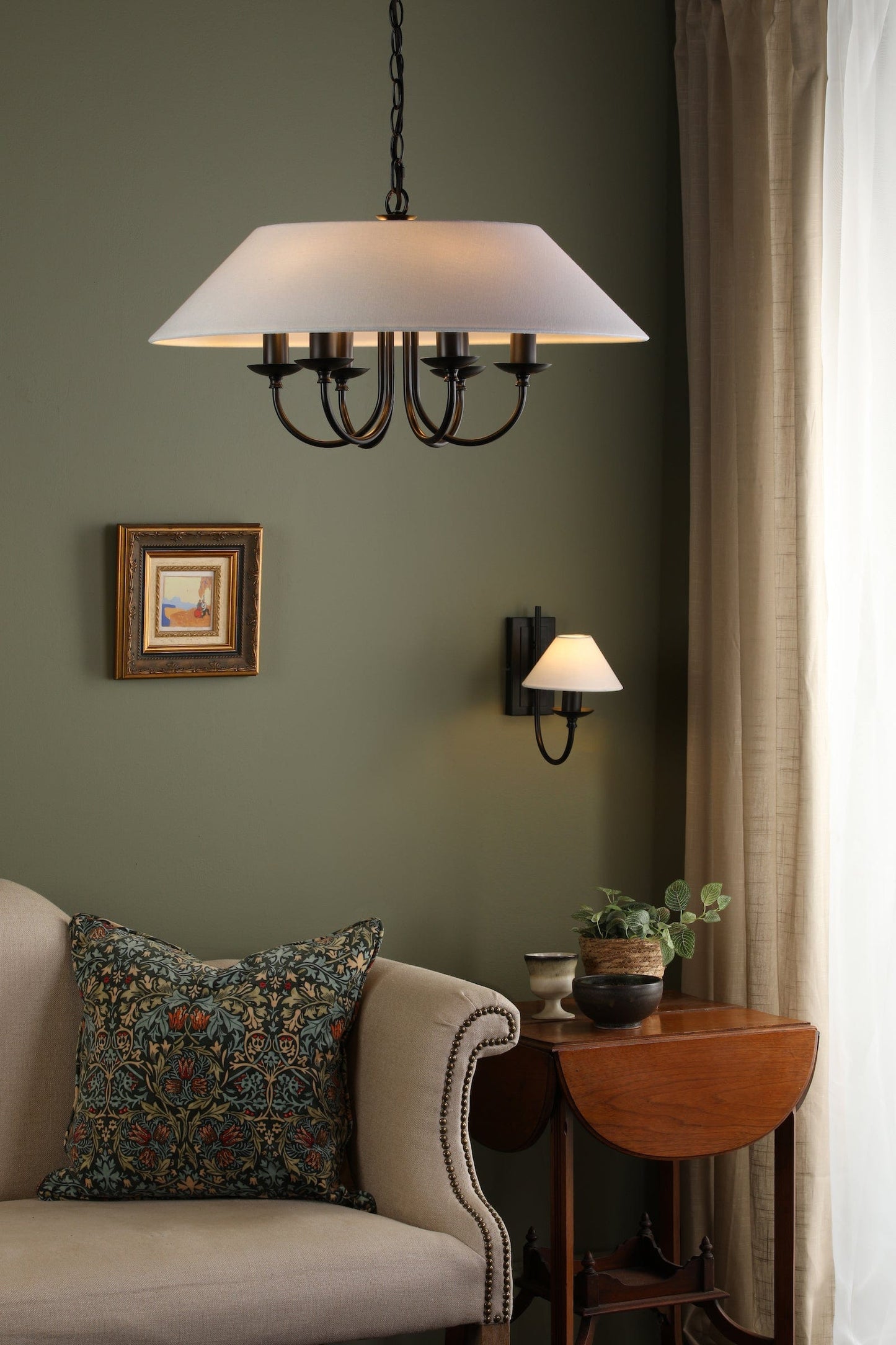 dar lighting Sivan 6 Light Pendant Matt Black With Shade SIV0622