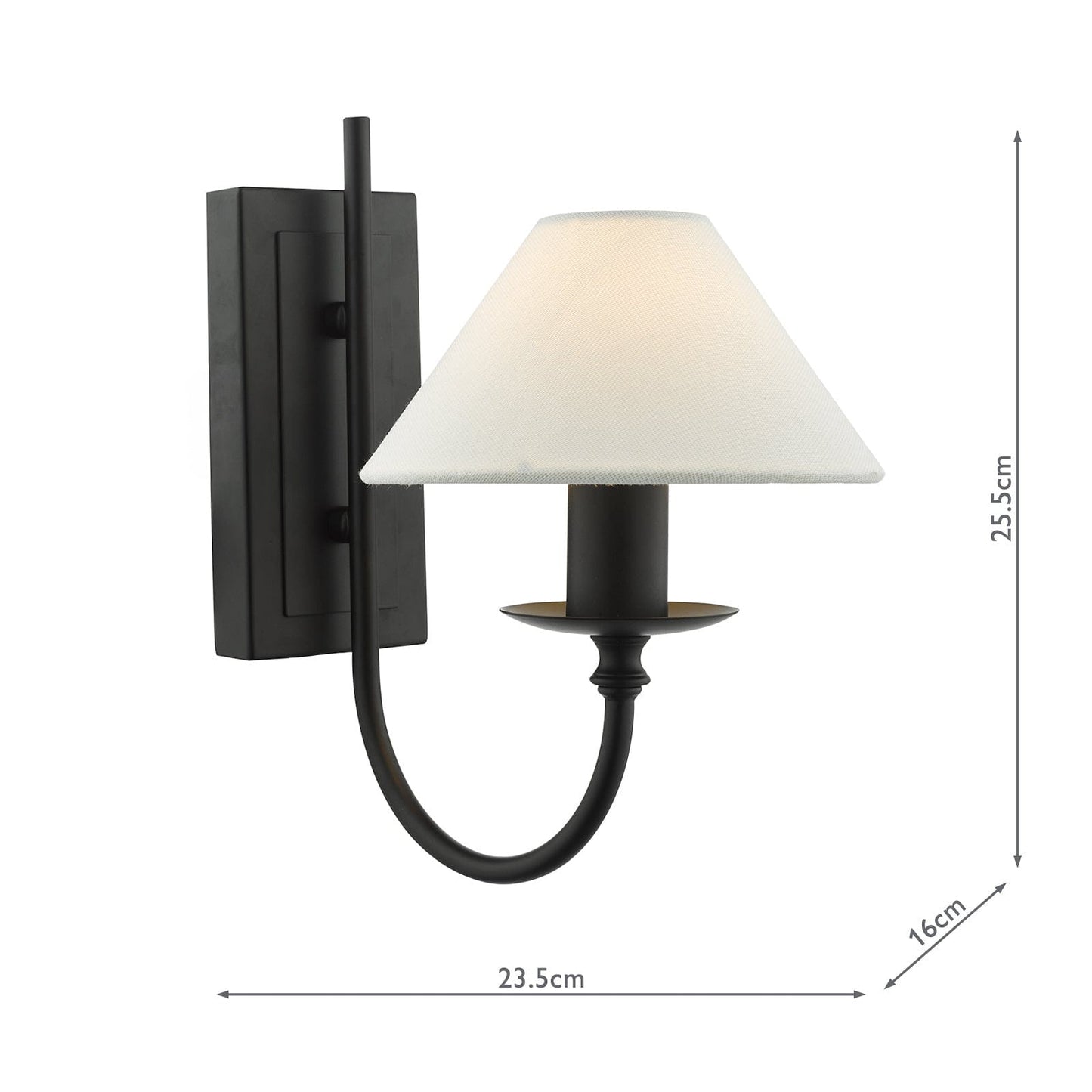 dar lighting Sivan Wall Light Matt Black With Shade SIV0722